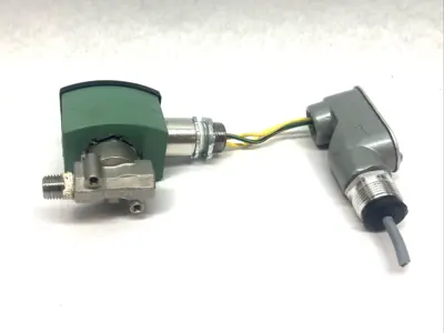 USED ASCO 1/4" 2-WAY SOLENOID VALVE W/ RED DOT CONDUIT FITTING