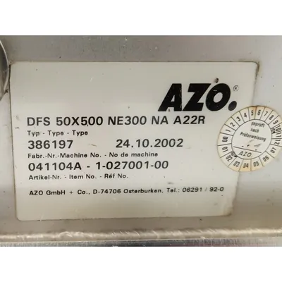 Used AZO GMBH CO. DFS 50X500 Screw Feeders West Virginia US | JM Industrial #1338189