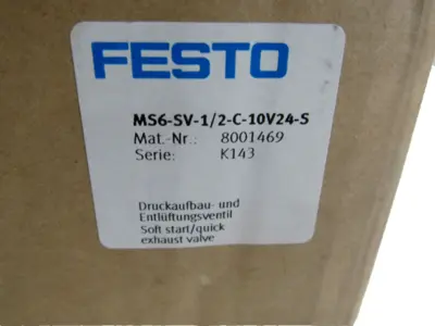 NEW FESTO MS6-SV-1/2-C-10V24-S QUICK EXHAUST VALVE MS6SV12C10V24S