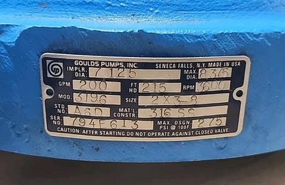 NEW ITT Goulds Pumps 3196