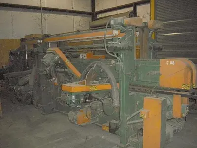FLETCHER FM-200 DOUBLE-END FEED-THRU TRIM, SHAPE, AND SAND MACHINE