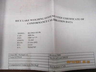 NEW Rice Lake Weighing Systems RL35023-N5-5K