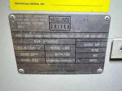 Used 2000 HAGGLUNDS PBC-200D-060/060-050/050-10-1011-11B-00-00-1 Parts (Hydraulics and Pneumatics) British Columbia CA | Lenmark #1440830