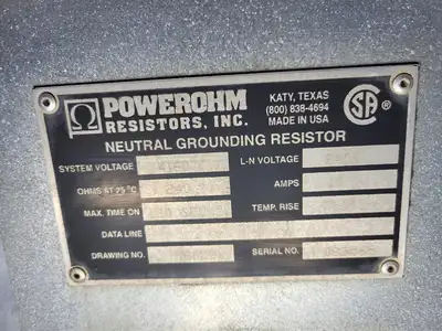 4160 Volts, 240 Ohms, 10 Amps, 10 s Neutral Grounding Resistor