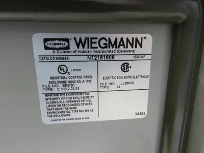 Wiegmann N12161608 Electrical Enclosure 16x16x8" Wall Mount Panel