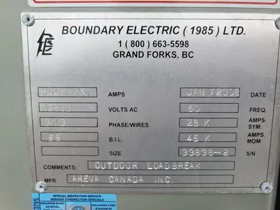2000kVA Transformer 13800 pri. volts, 4160Y/2400 sec. volts, 3Ph