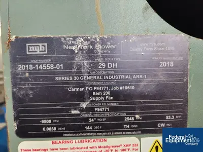 USED Carman 34" x 144" Carman Fluid Bed, Model FBP-302M, S/S
