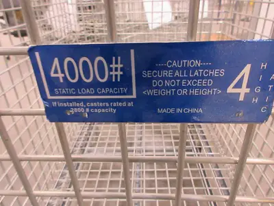 U-LINE, COLLAPSIBLE, WIRE CONTAINER WITH CASTERS