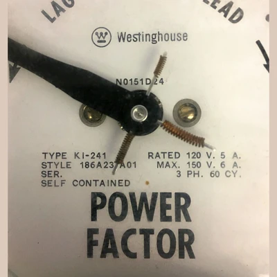Westinghouse Power Factor Analog Meter