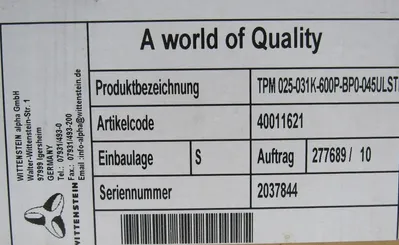 NEW WITTENSTEIN TPM025-031K-600P-BP0-045ULSTD MOTOR TPM025031K600PBP0045ULSTD