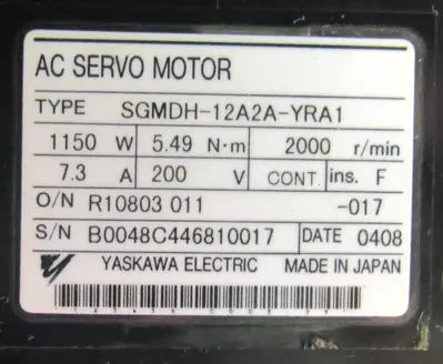 USED YASKAWA ELECTRIC SGMDH-12A2A-YRA1