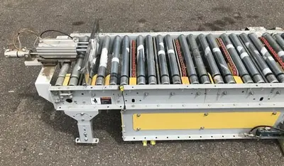24" WIDE x 11' LONG POWER ROLLER CONVEYOR WITH INTEGRATED LATERAL FEED BELTS