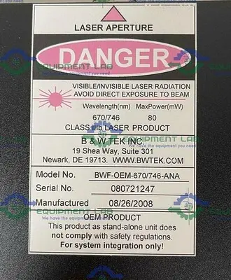 NEW B&W TEK BWF-OEM-670/746-ANA 670/746 NM CLASS IIIB 80MW FIBER OPTIC LASER