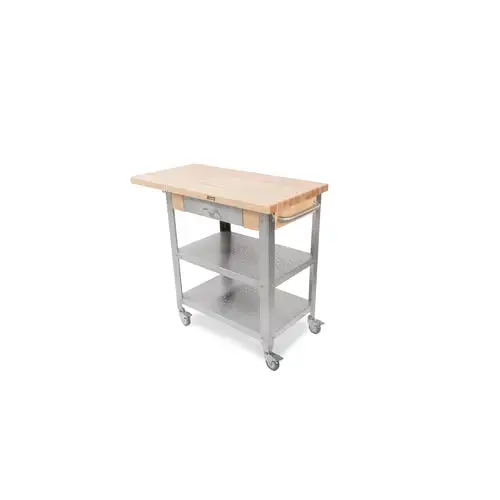 John Boos CUCE40 Cucina Elegante Cart w/ Undershelves, Drawer & 1 Drop Leaf