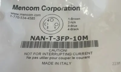NEW LOT OF 2 MENCOM NAN-T-3FP-10M PVC CORDSET NANT3FP10M