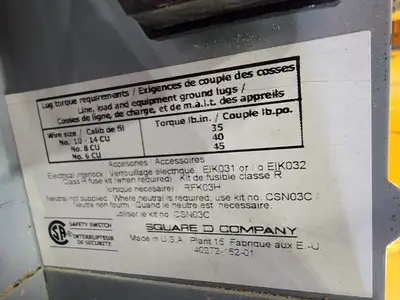 USED SQUARE D CHU361AWK
