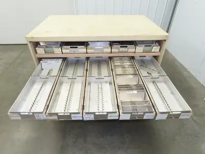Modular Industrial Storage Cabinet 20 Drawer 61.5x38x34.5" Vintage 17x10" Trays