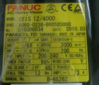 NEW FANUC A06B-0238-B605#S000 SERVO MOTOR A06B0238B605S000
