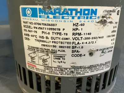 Used MARATHON ELECTRIC X70670636037 Motors (misc) Ohio US | HGR 24 #1556785