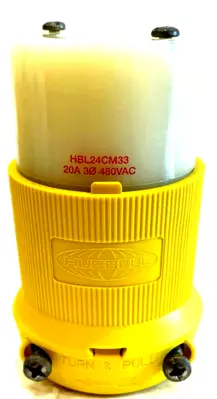 NEW HUBBELL HBL24CM33 LOCKING CONNECTOR 20AMP 480VAC