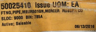 USED MERCER RUBBER 50025410 EXPANSION JOINT MEUR501GN STYLE 501