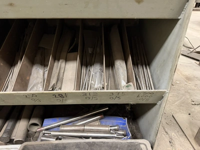 (1) metal rack, 36" wide x 18" deep x 60" tall, with contents of assorted ejector pins.