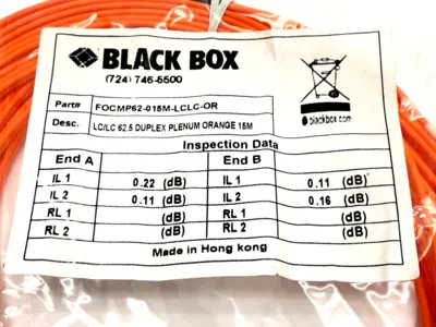 New | in-Stock Black Box FOCMP62-015M-LCLC-OR Fiber Optics Michigan US | Maverick Industrial Sales #1462786