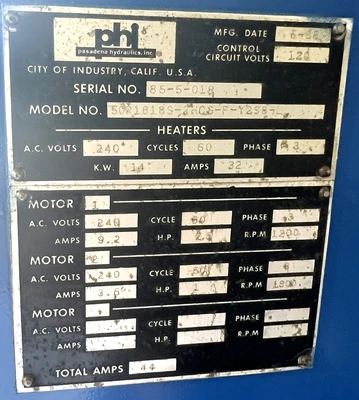 USED 1985 PHI PHI 50R1818S-2HCS-P-Y2S8-L PRESS