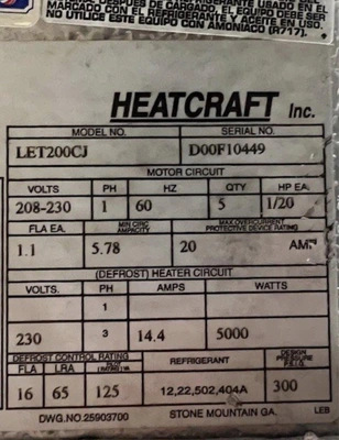 Used HEATCRAFT FCB10SM Air Conditioning Equipment Tennessee US | Jonnathan Cordon #1455772