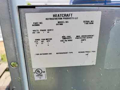 USED HEATCRAFT REFRIGERATION PRODUCTS DVT008