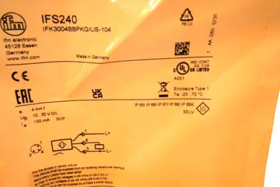 NEW IFM EFECTOR IFK3004BBPKG/US-104 SENSOR IFS240