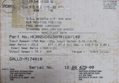 NEW STOBER K302WG0230MR160/140 GEAR REDUCER 23.3:1 3.70HP