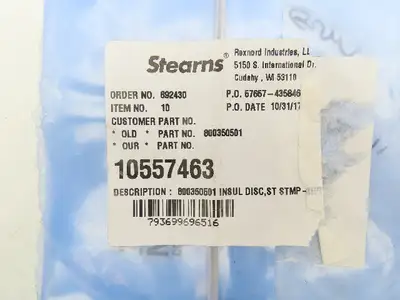 Sterns 10557463 800350501 Rexnord Brake Insul Disc St Stamp 892430