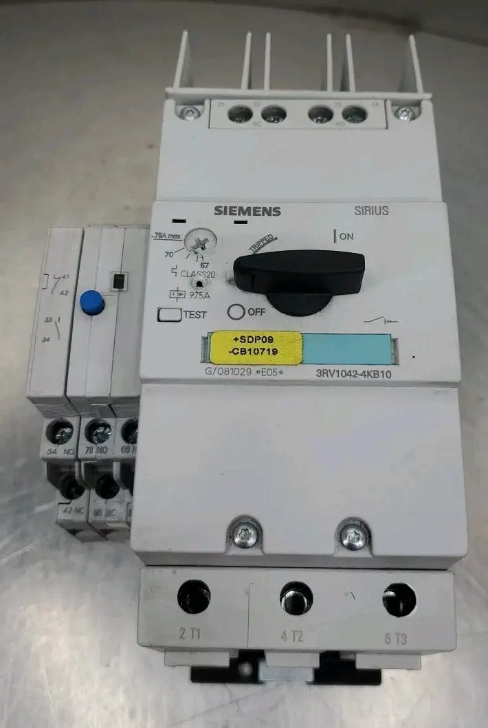 USED Siemens 3RV1042-4KB10 Motor Starter Circuit Breaker w/3RV1901-1A Module.