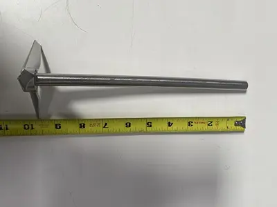 USED 10" L STAINLESS STEEL IMPELLER ROD W/ 1/2" DIAMETER SHAFT & 3 1/4" IMPELLER