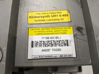 101769.00,F718B-40KB5-J | Leeson 101769.00 Electric Motor w/ Boston Gear F718B-40KB5-J Speed Reducer - Used