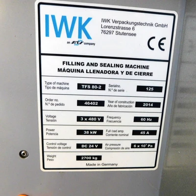 USED IWKA TUBE FILLING LINE TFS-80-2
