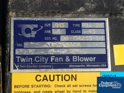 USED Twin City Fan & Blower Twin City Blower, Size 913, Type RBA-SW