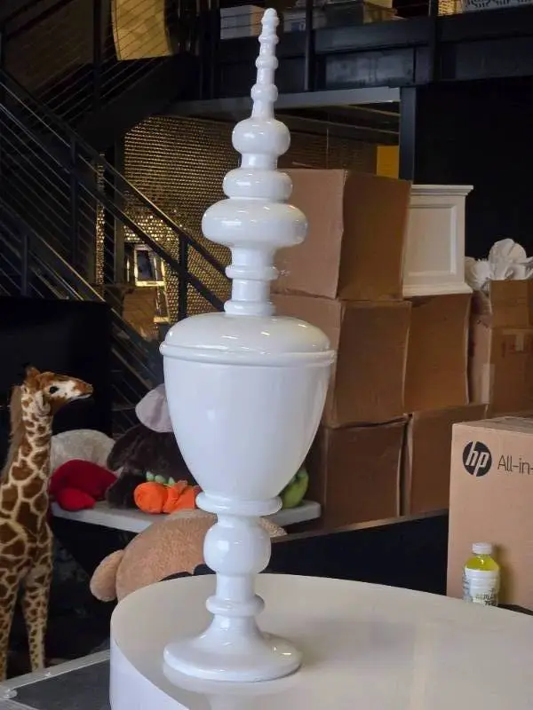 Lot of (1) Resin Decorative Floor Vase 9" x 32" (white)