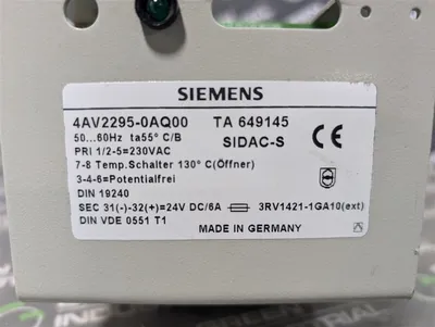 Siemens 4AV2295-0AQ00 SIDAC-S Industrial Control Transformer 24VDC 6A Used