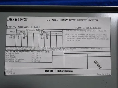Eaton 30 A Heavy Duty Switch