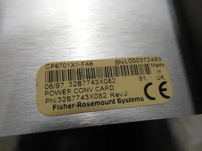 Fisher Rosemount CP6701X1-FA8 Provox Power Converter Card Rev. J Used