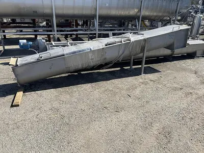Conveyor, Screw, 14" x 25' Long, Stainless Steel, Incline Auger Screw, 5 HP, #5991703