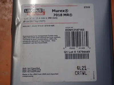 USED LINCOLN ELECTRIC MUREX 7018 MR
