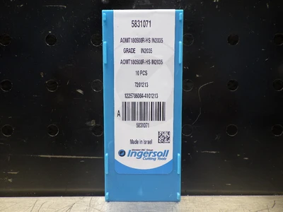 Ingersoll Carbide Inserts QTY10 AOMT 18050BR-HS IN2035 (LOC1080B)