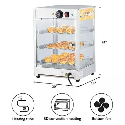 Hot food warmer - 20" x 20" x 24" high - pizza - pastry - hot food items - SEE VIDEO