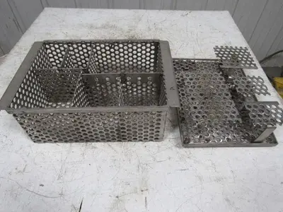 14-1/2" X 11" Stainless Steel Solvent Dip Wash Basket With Compartments & Lid