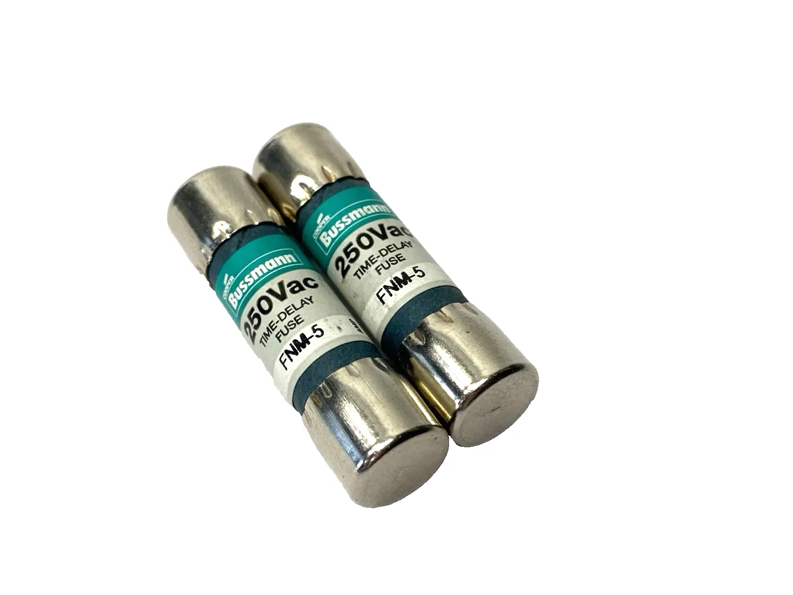 USED COOPER BUSSMANN TIME-DELAY MIDGET FUSE 250V 5A LOT OF 2