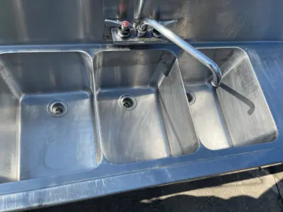Used Glastender Used 96" Glastender TSA-96-S Underbar Stainless Sink Unit Three Compartment - SS2 Sinks Illinois US | Falcon Restaurant Supply #1376058