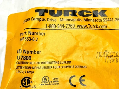 MFSS3-0.2 | Turck  Actuator and Sensor Receptacle U7800 - New